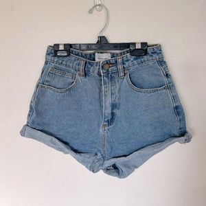Abrand light wash denim relaxed shorts